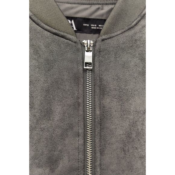 ZARA OVERSIZED FAUX SUEDE BOMBER JACKET - Picture 4 of 10